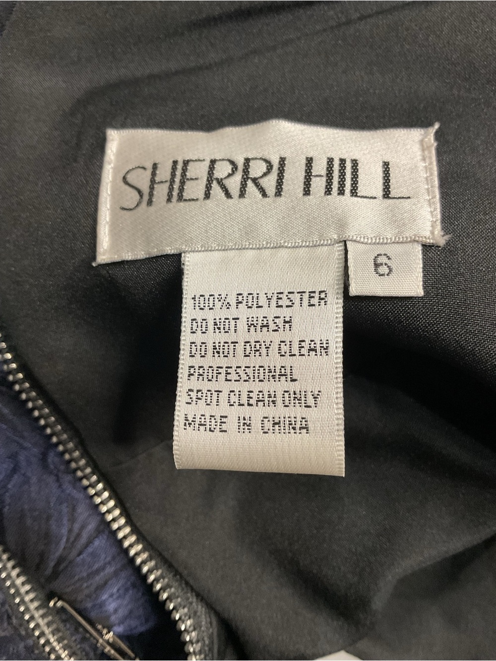 Sherri Hill Navy Blue Floral Jacquard Fit & Flare Cocktail Dress Size 6 - Picture 6 of 7